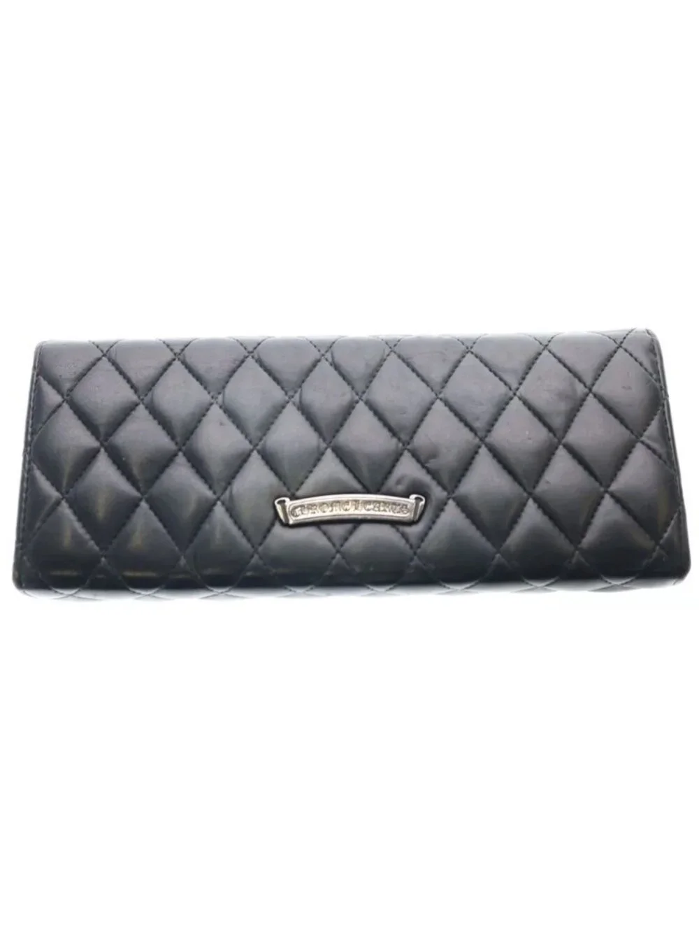 Chrome Hearts Dinner LG CH Cross Leather Handbag Black with Cloth